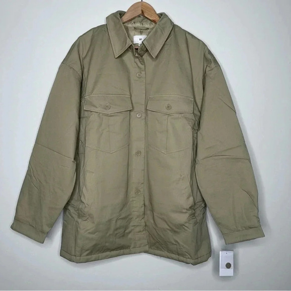 BP Nordstrom NWT Tan Grove Quilt Lined Button-up Shacket Shirt Jacket La… - Picture 3 of 11